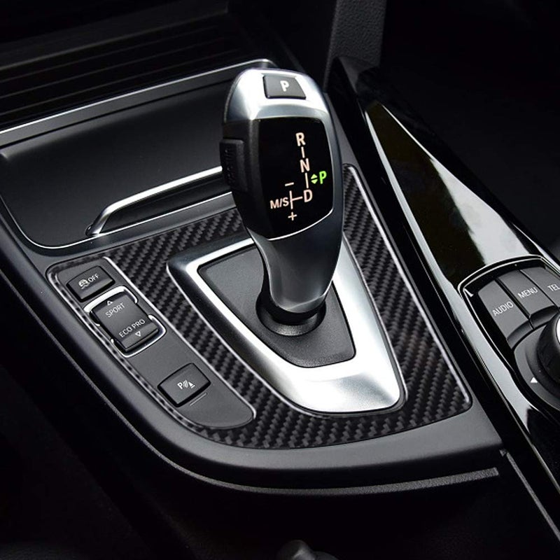 BLAKAYA Compatible with Carbon Fiber Center Control Gear Shift Panel Cover Trim for BMW 3 Series 3GT F30 F34 2013 2014 2015 2016 2017 2018 2019(Black - Image 3
